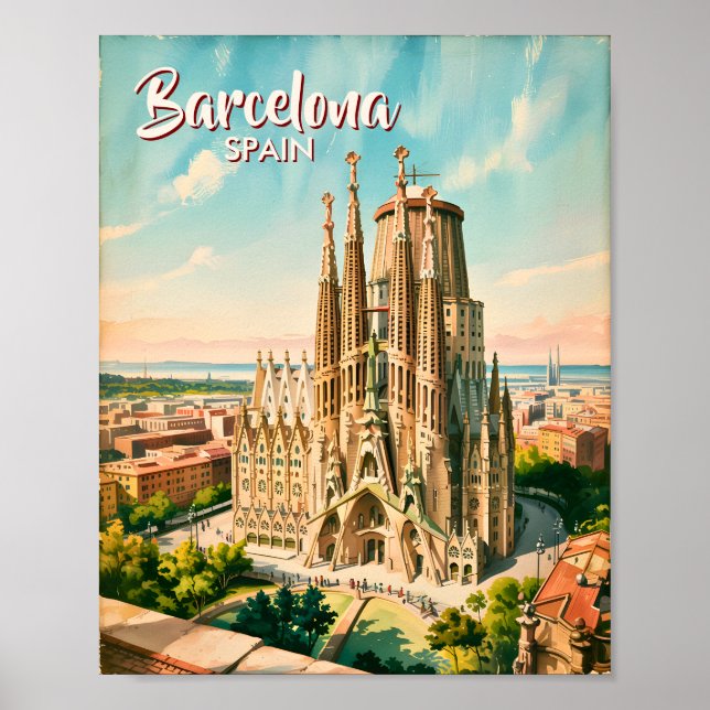 Custom Sagrada Familia Barcelona Travel Watercolor Poster (Vorne)