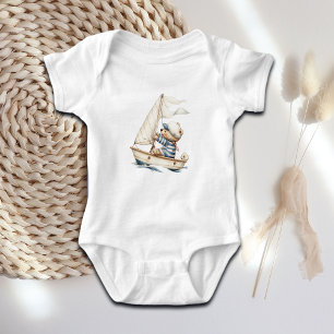 Custom Sailor Teddy Bar Baby Strampler