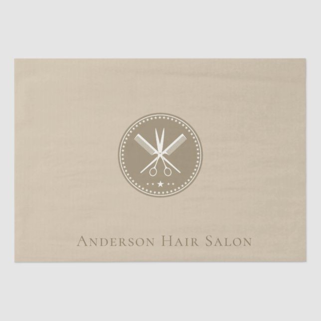 Custom Salon Elegant Neut - Taupe Star Logo Design Seidenpapier (Vorderseite)