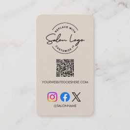Custom Salon Logo QR Code Social Media Marketing Visitenkarte