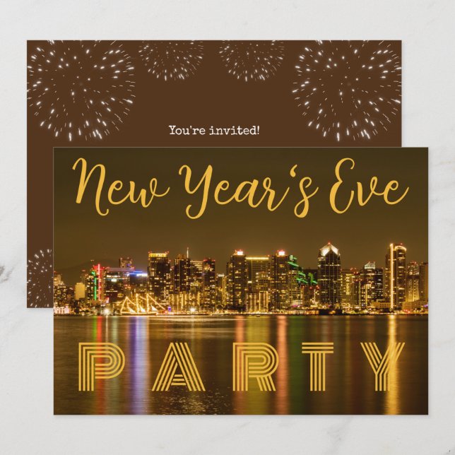 Custom San Diego NYE Party Einladung (Vorne/Hinten)