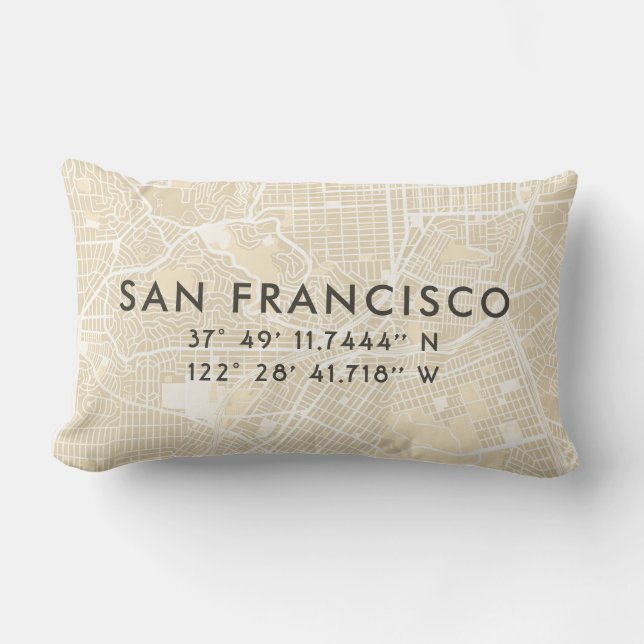 Custom San Francisco Map | Beige Lendenkissen (Vorderseite)