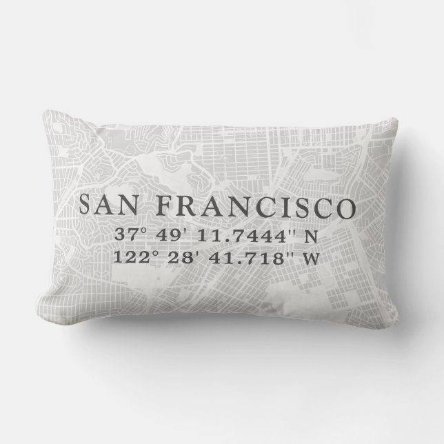 Custom San Francisco Map | Light Gray Lendenkissen (Vorderseite)