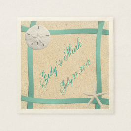 Custom Sand Dollar Beach Wedding Paper Napkins Serviette