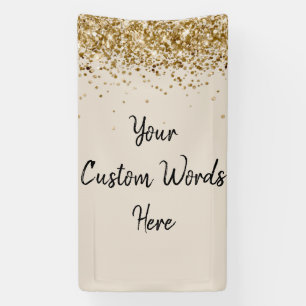 Custom Sand Khaki Black Gold Geburtstagsparty Prop Banner