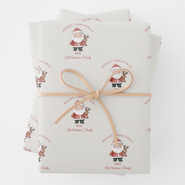Custom Santa Aquarell Weihnachtsgeschenk Geschenkpapier Set (Beispiel)