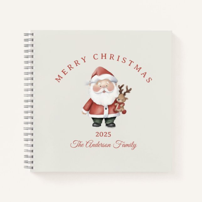 Custom Santa Aquarell Weihnachtsgeschenk Notizbuch (Vorderseite)