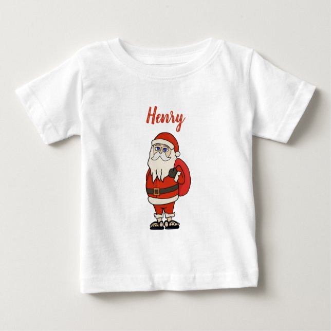 Custom Santa Claus Weihnachts Flip Flops Baby T-shirt (Vorderseite)
