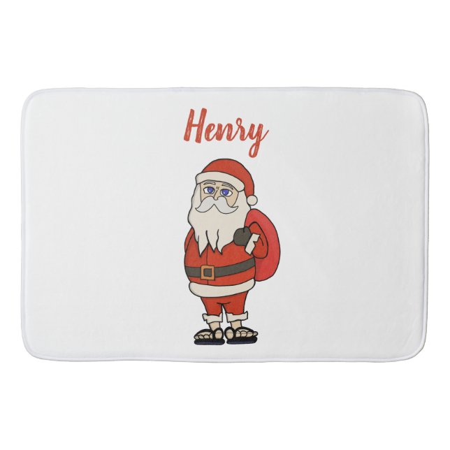 Custom Santa Claus Weihnachts Flip Flops Badematte (Vorderseite)