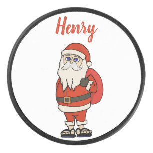 Custom Santa Claus Weihnachts Flip Flops Eishockey Puck