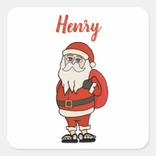Custom Santa Claus Weihnachts Flip Flops Quadratischer Aufkleber