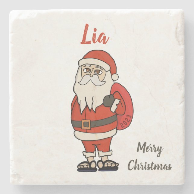 Custom Santa Claus Weihnachts Flip Flops Steinuntersetzer (Vorderseite)