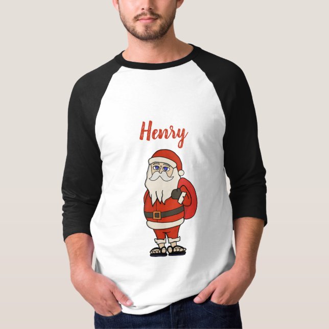Custom Santa Claus Weihnachts Flip Flops T-Shirt (Vorderseite)