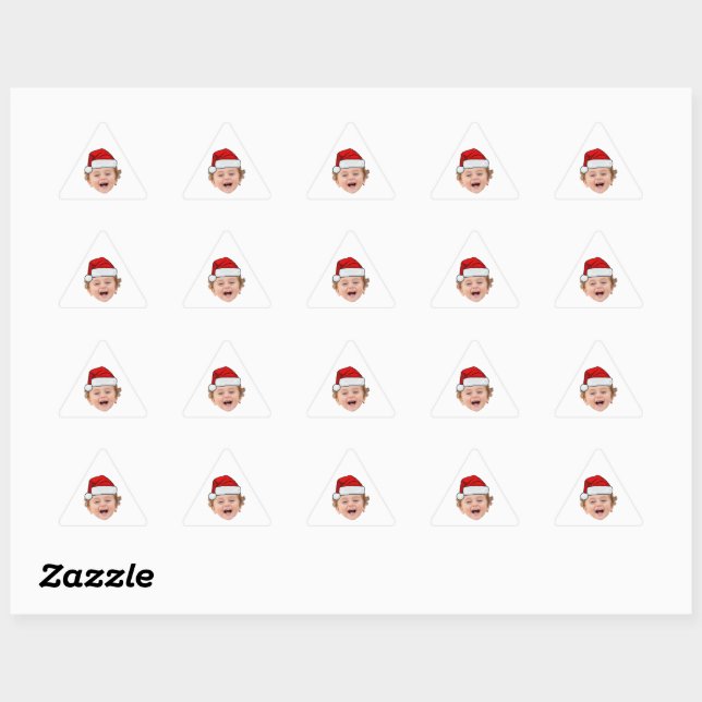 Custom Santa Hat Stickers, Face Photo Christmas Dreieckiger Aufkleber (Blatt)
