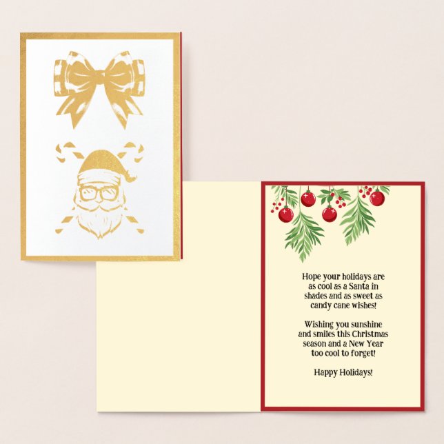 Custom Santa in Shades und Cross Canines Weihnacht Folienkarte (Anzeige)