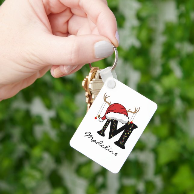 Custom Santa Monogram Keychain for Teachers Schlüsselanhänger (Hand)