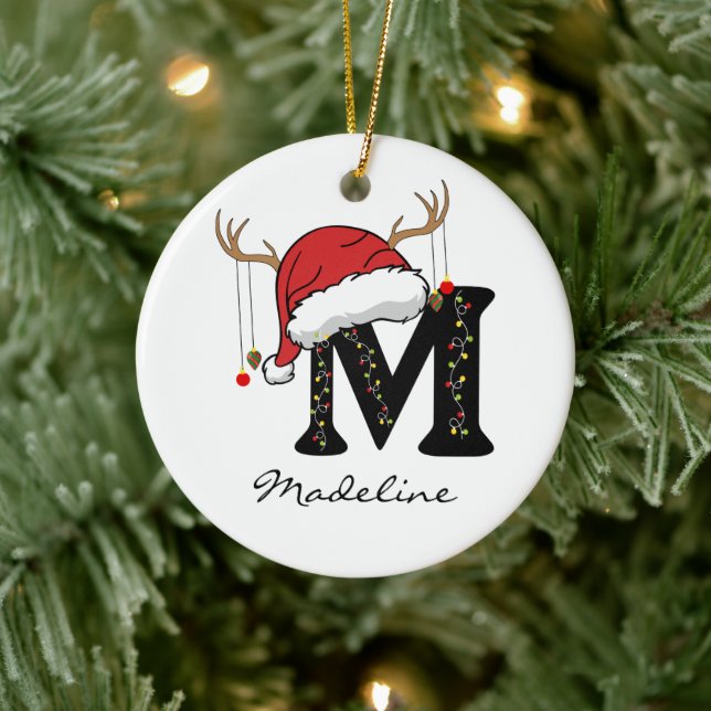 Custom Santa Monogram Ornament for Teachers (Baum)