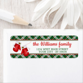 Custom Santa Red Mittens Red Green Kariertes Muste