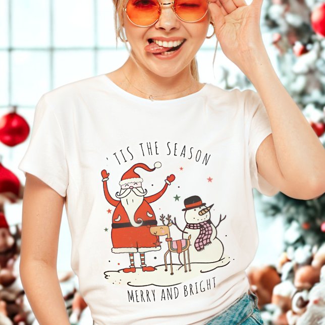 Custom Santa Snowman Reindeer Star Christmas Hygge T-Shirt (Von Creator hochgeladen)