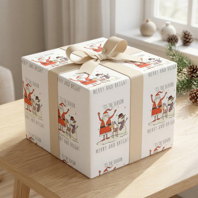 Custom Santa Snowman Rentier Fröhlich und hell Geschenkpapier (Von Creator hochgeladen)