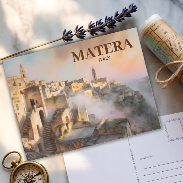 Custom Sassi di Matera Italien Reisen Wasserfarbe Postkarte (Von Creator hochgeladen)