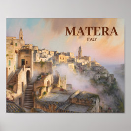 Custom Sassi di Matera Italy Travel Watercolor Poster