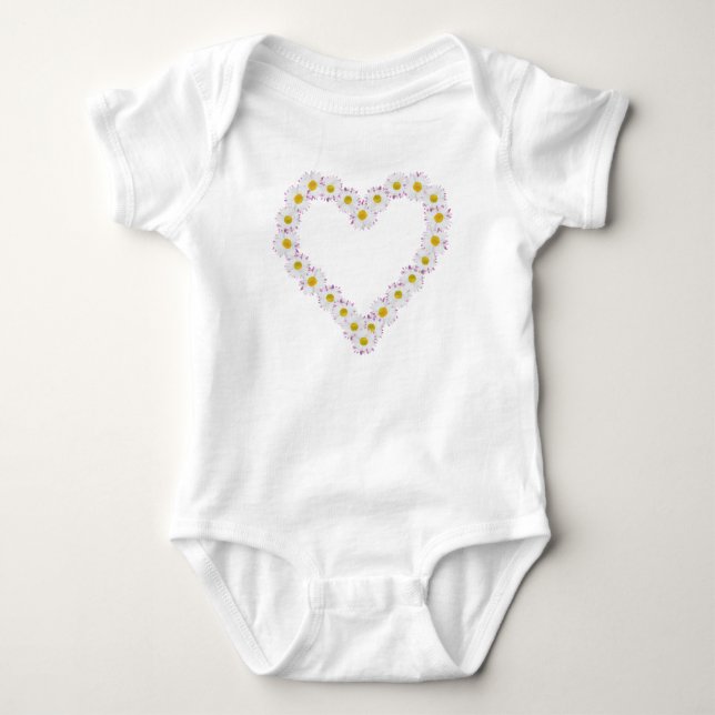 Custom Säugling Strampler: Herzförmige Daisy-Kette Baby Strampler (Vorderseite)