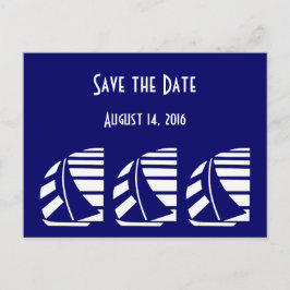 Custom Save the Date Blue White Sailboote Postcard Ankündigungspostkarte