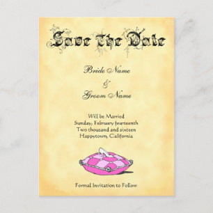 Custom Save the Date Cinderella Slipper auf rosa Ankündigungspostkarte