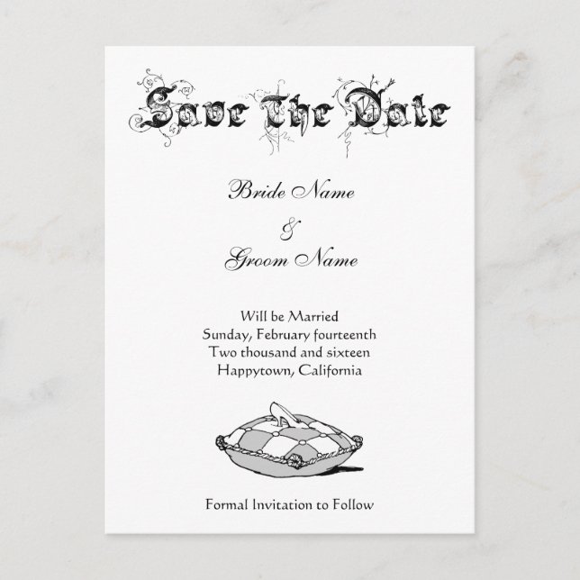 Custom Save the Date Cinderella Slipper Grays Ankündigungspostkarte (Vorderseite)