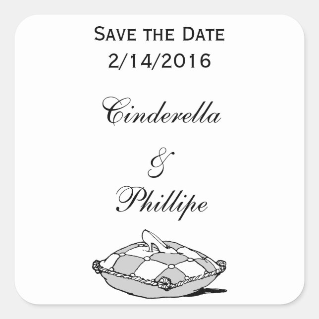 Custom Save the Date Cinderella Slipper Stickers (Vorderseite)