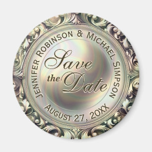 Custom Save the Date Gold Glam Magnet