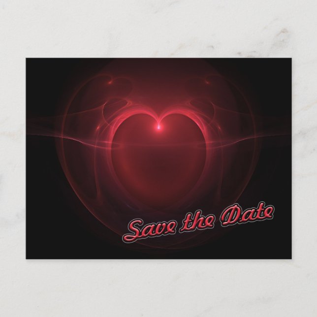 Custom Save the Date Red Lighted Heart Postkarte (Vorderseite)
