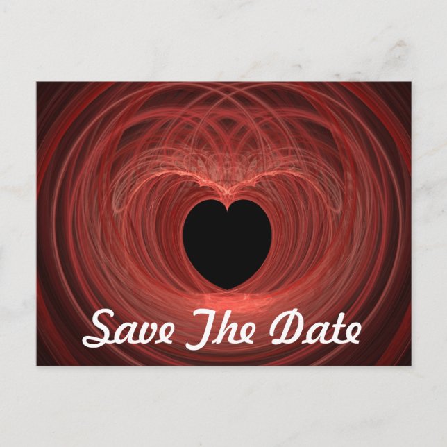 Custom Save the Date Red Spiraled Heart Postkarte (Vorderseite)