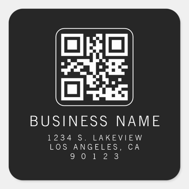 Custom Scannable QR Code | Modern Return Address Quadratischer Aufkleber (Vorderseite)