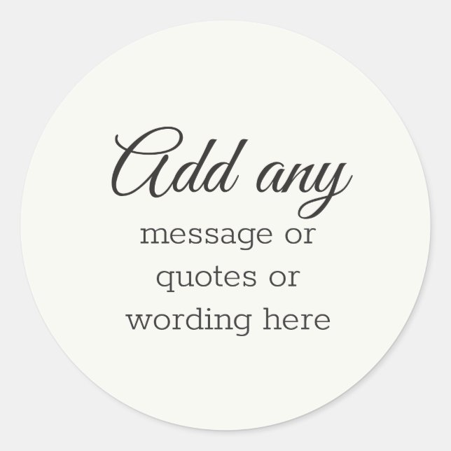 CUSTOM Schlicht Elegante White Runder Aufkleber (Vorderseite)