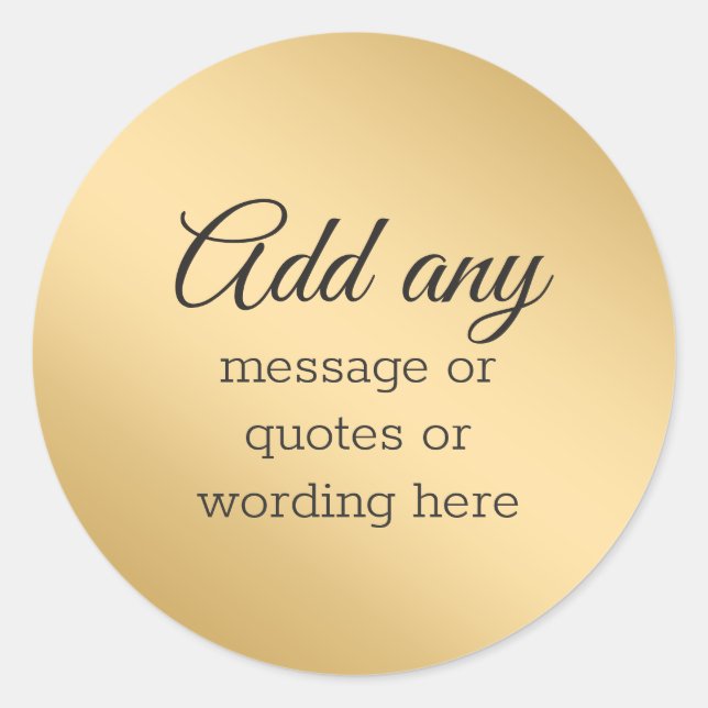 CUSTOM Schlicht Elegantes Gold Runder Aufkleber (Vorderseite)