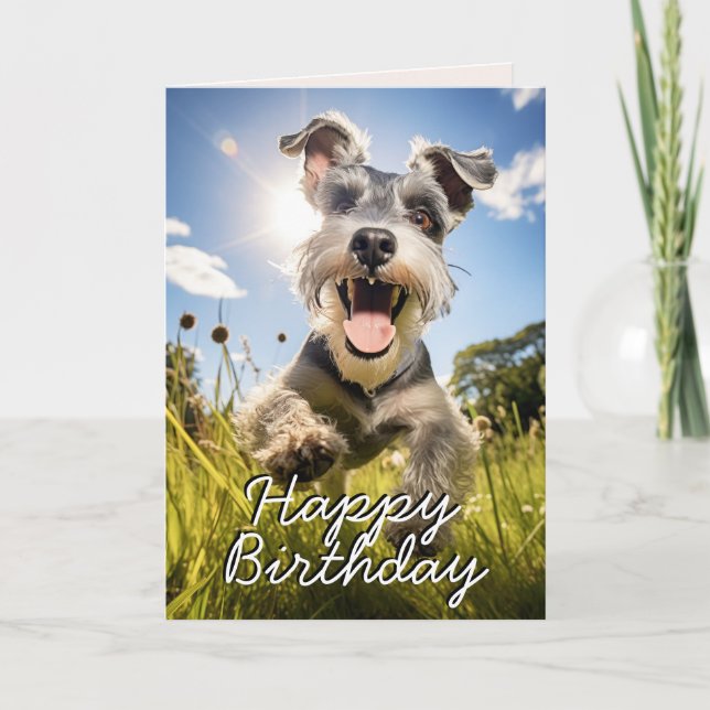 Custom Schnauzer Happy Birthday Card Dankeskarte (Vorderseite)