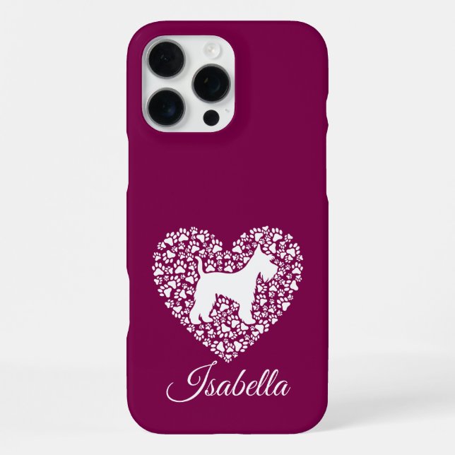 Custom Schnauzer Heart Paws Print - Dog Lover iPhone Hülle (Rückseite)
