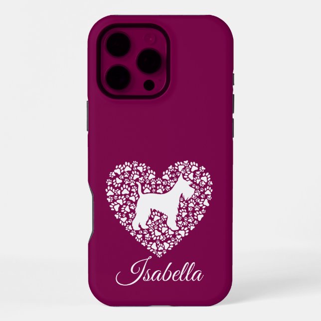 Custom Schnauzer Heart Paws Print - Dog Lover iPhone Hülle (Rückseite)