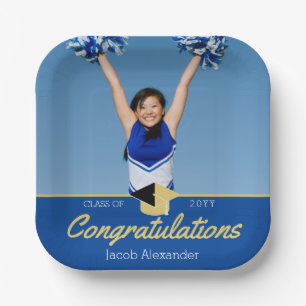 Custom School Class Foto Blue Abschluss Pappteller