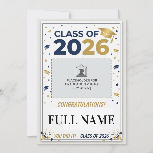 Custom School Colors Graduation Photo Card | Class Einladung (Vorderseite)