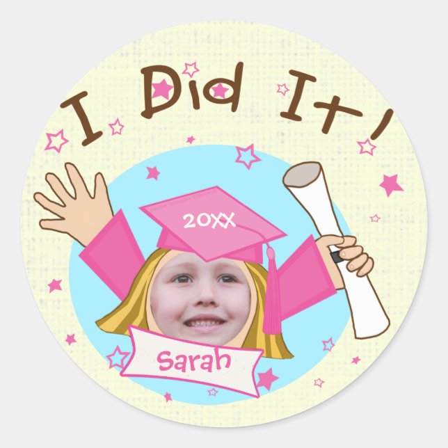 Custom School Girl's Grad Abschluss Stickers (Vorderseite)