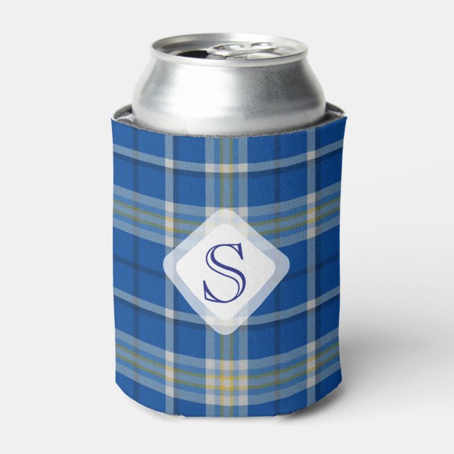 Custom Scotland Flaggenfarben Tartan kariertes Mus Dosenkühler (Kanne Vorderseite)