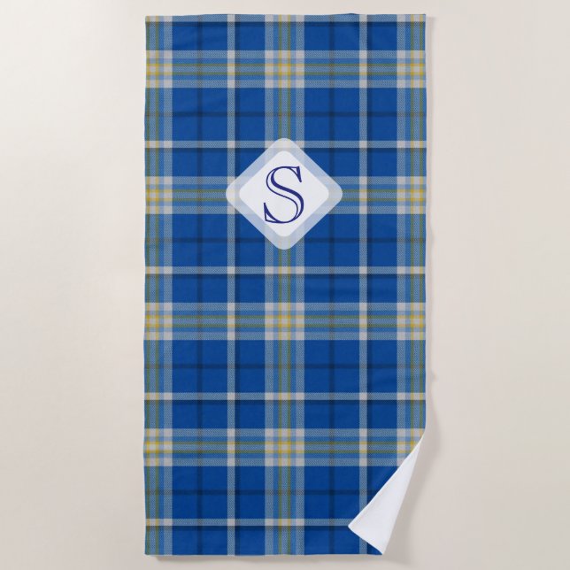 Custom Scotland Flaggenfarben tartan kariertes Mus Strandtuch (Vorderseite)