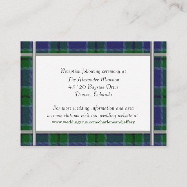 Custom Scott Kariert Wedding Enclosure Card Begleitkarte (Vorderseite)