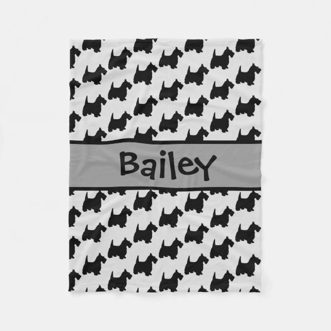Custom Scottish Terrier Dog Silhouette Fleecedecke (Vorderseite)