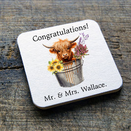 Custom Scottish Untersetzer, Highland Cow Gift Ide Rechteckiger Pappuntersetzer