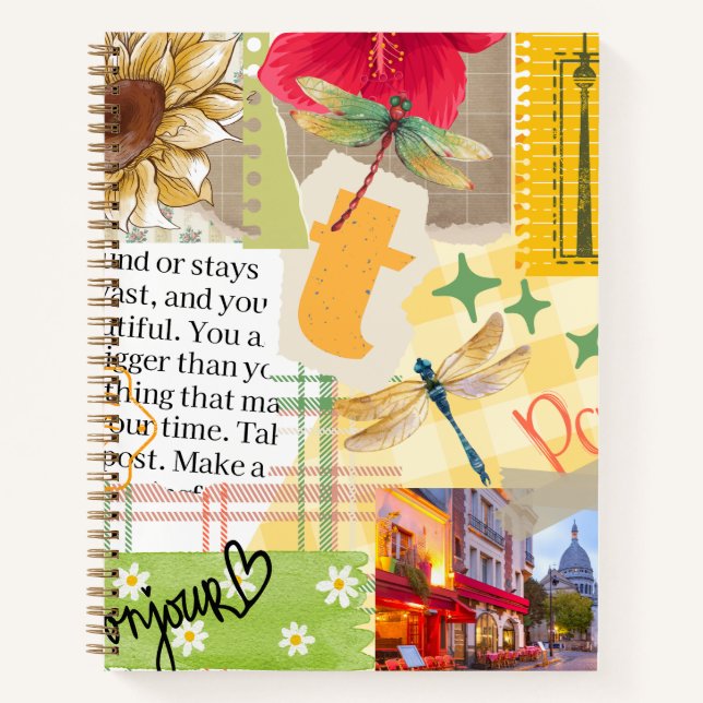 Custom scrapbook Elegante Collage Modernes Kunstwe Notizbuch (Vorderseite)
