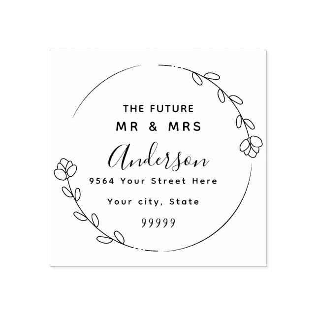 Custom Script Future Mr. & Mrs. Rücksendeadresse R Gummistempel (Prägung)